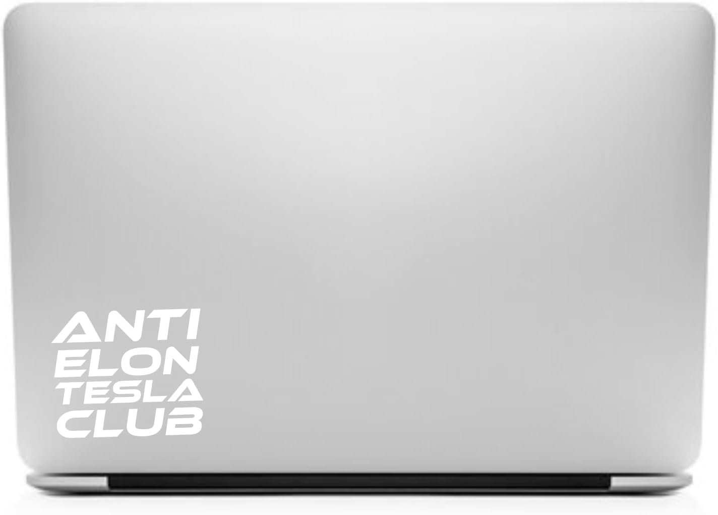 Anti Elon Tesla Club Vinyl Decal, Matte White, 4.5 x 5.5 inches, Water Proof