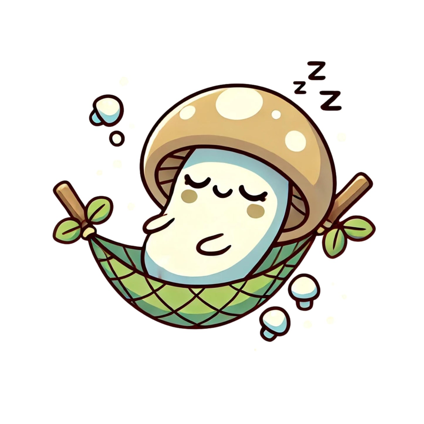 Cute Mushroom Hammick Character Sticker, Cozy Sleepy Design by RockPaperStikrz
