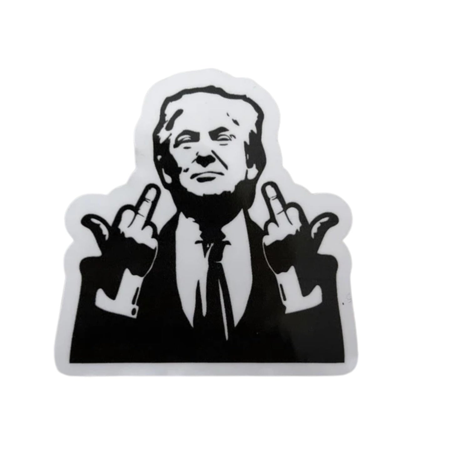 Donald Trump Flipping The Bird Vinyl Sticker | 4" x 3" Die-Cut Decal Sticker