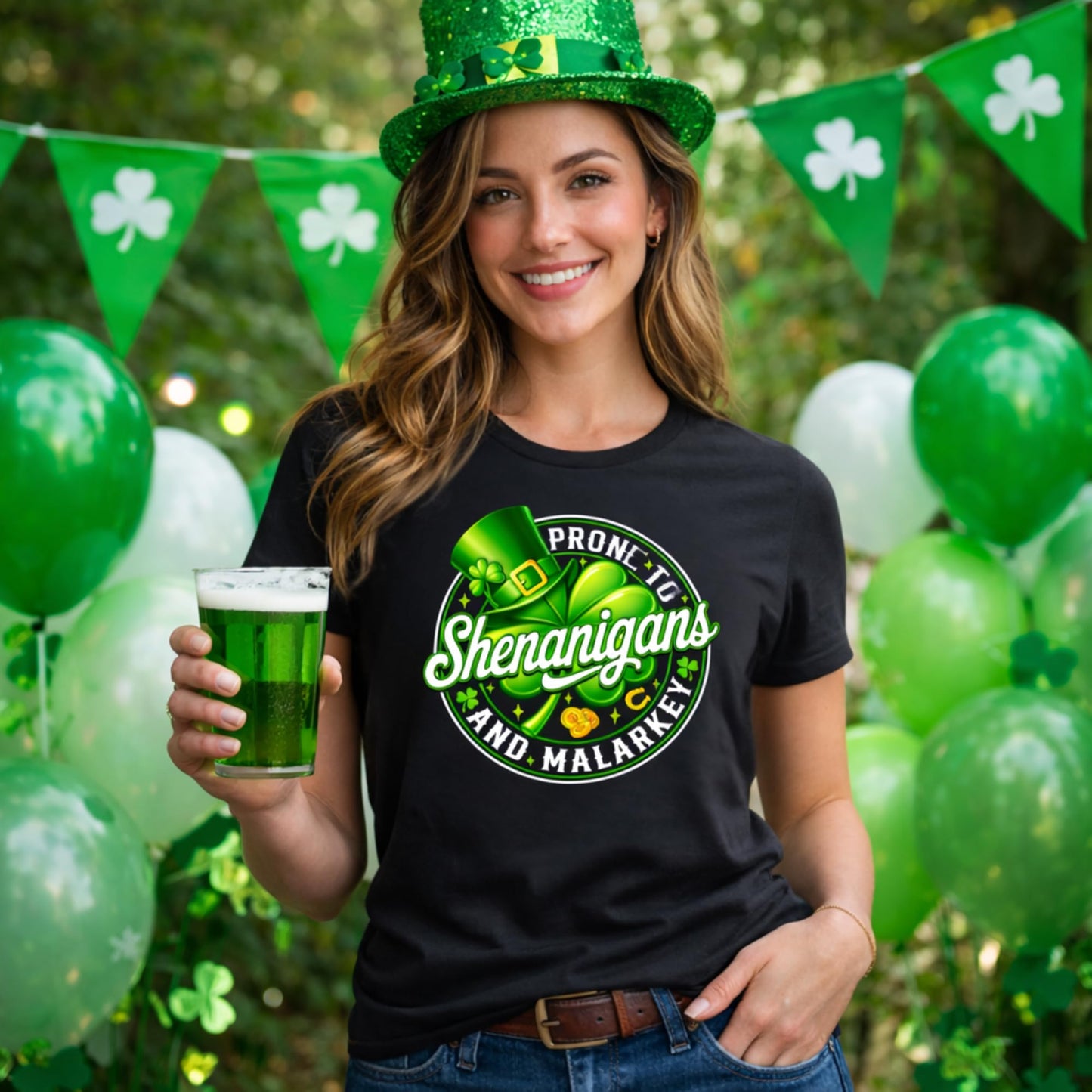 St Patricks Day Shirt Women – Prone to Shenanigans and Malarkey Funny Irish Shamrock Lucky St Patricks Day Women Shirt