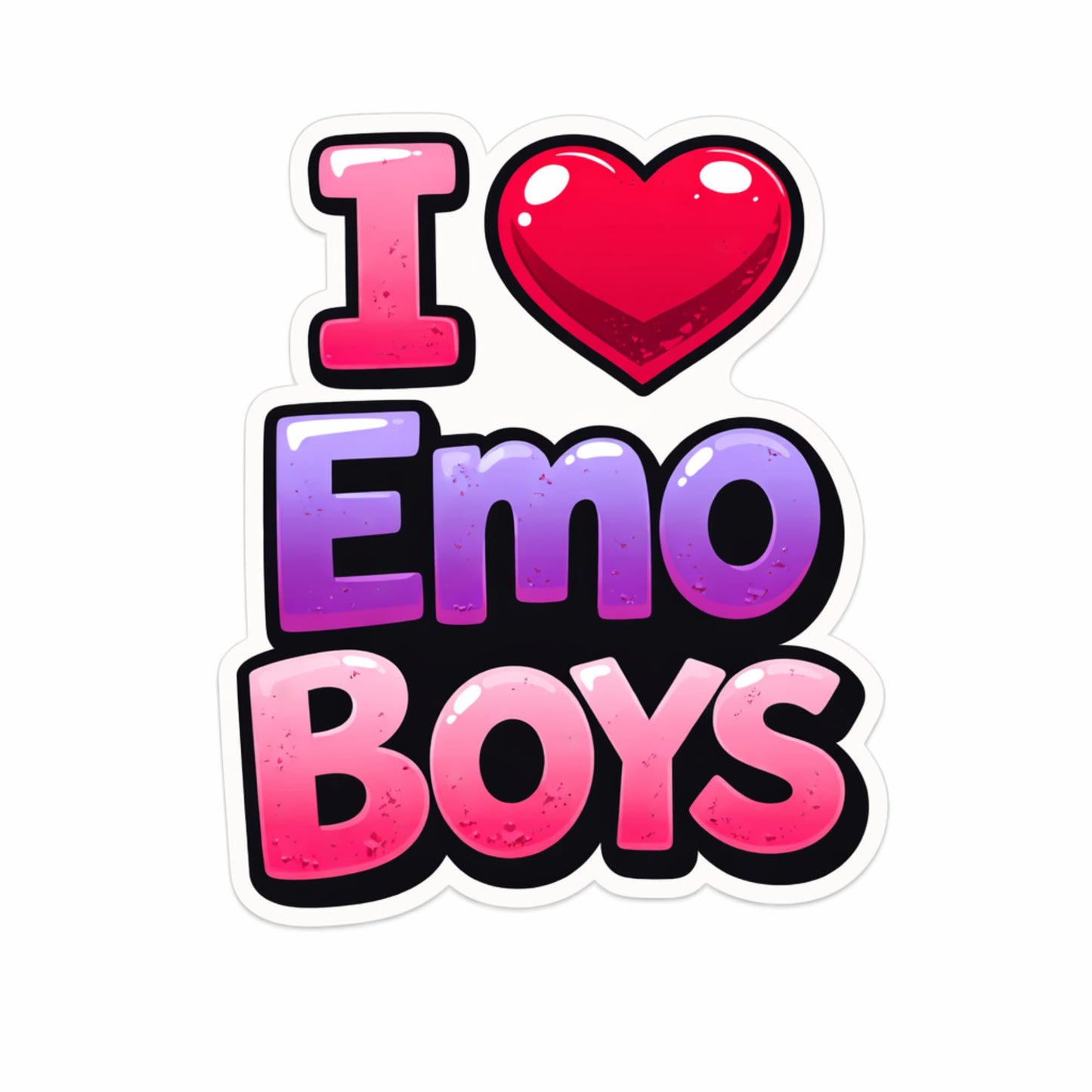I Love Emo Boys Stickers 3 Pack, 3 Inch Waterproof Vinyl Stickers, Glossy Finish, Emo Aesthetic Decorations for Laptop, Water Bottle, Phone, Notebook, Car