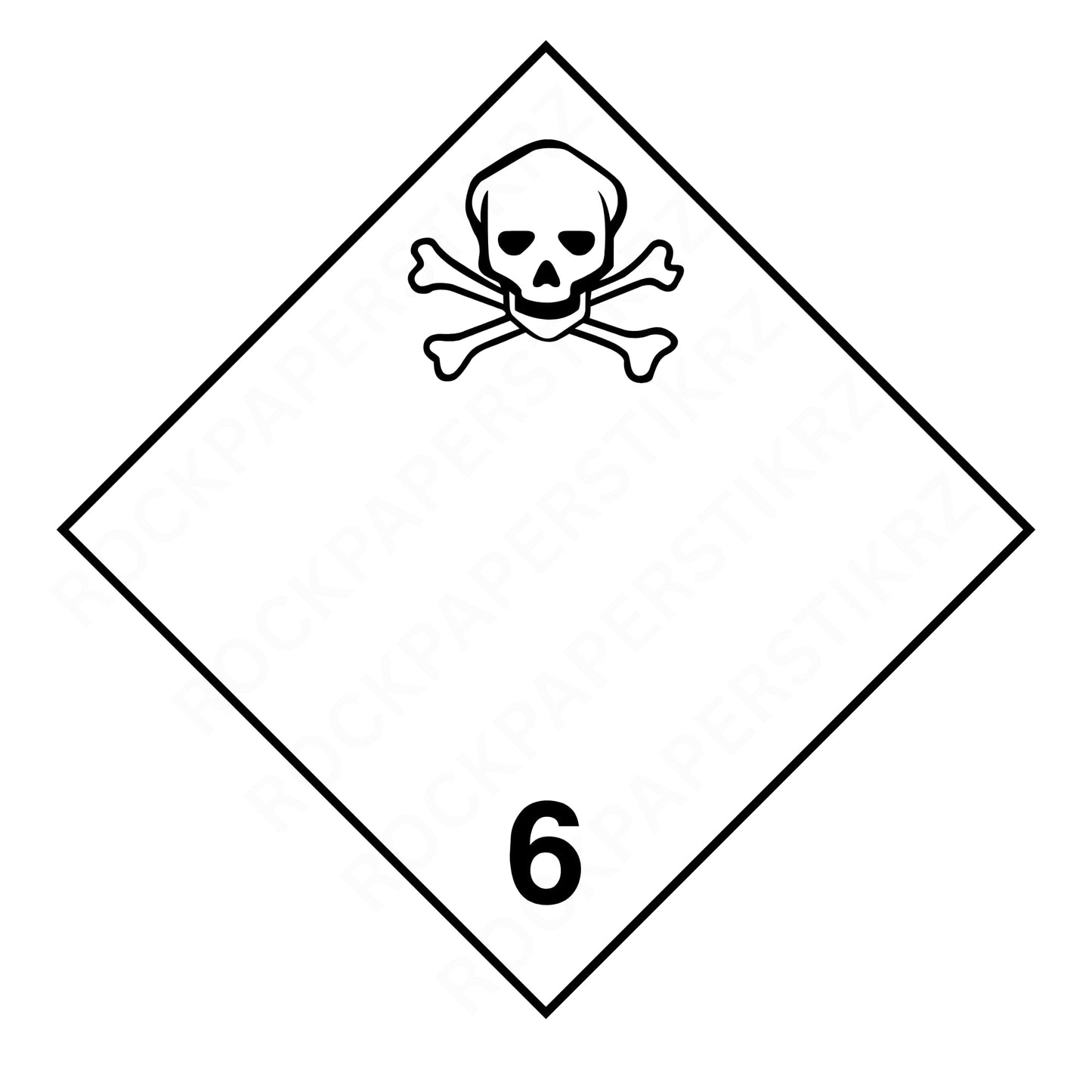 Toxic Class 6 Placard – 10.75” Hazard Warning Label – White Diamond Safety Sticker for Transport & Warehouse Use – Industrial Grade Cast Vinyl with UV laminate
