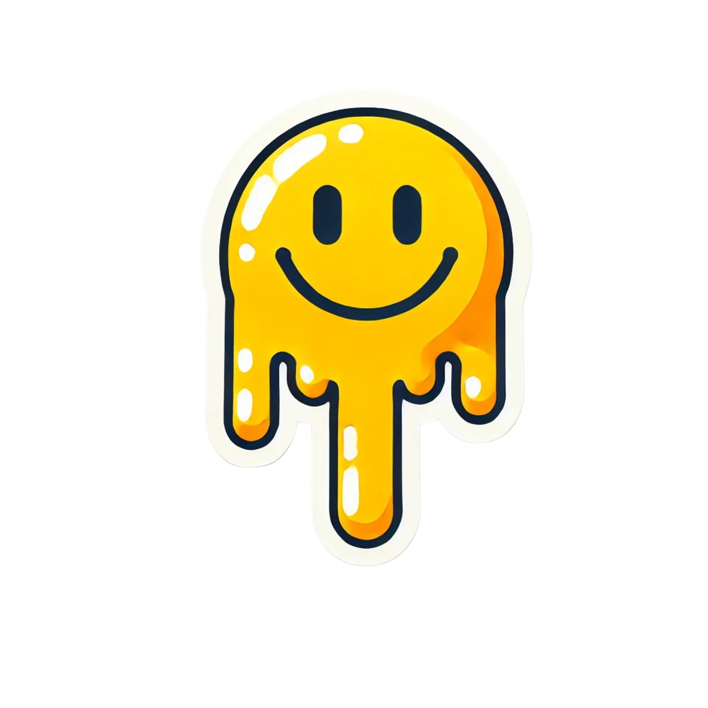 Melting Smiley Face Decorative Vinyl Sticker, Yellow and Black