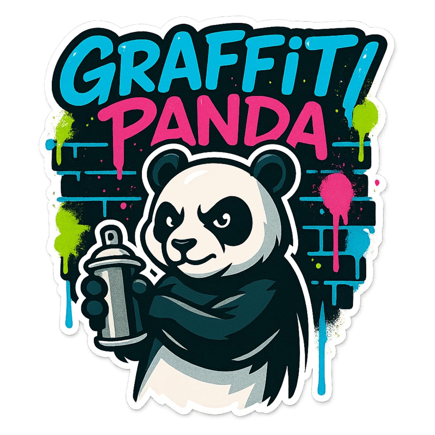 Graffiti Panda Street Art Vinyl Sticker, 5 Inch, Cool Urban Design Laptop Decal