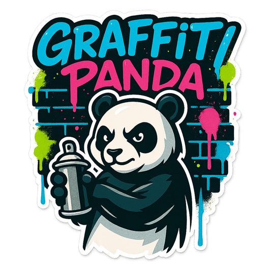 Graffiti Panda Street Art Vinyl Sticker, 5 Inch, Cool Urban Design Laptop Decal