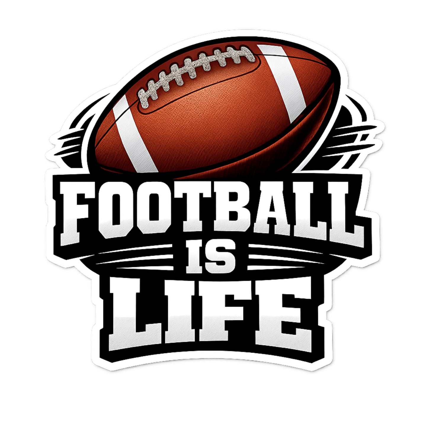 Football is Life Vinyl Decal Sticker, 3 Pack, 3 Inch Athletic Design for Car, Laptop, Cooler, Tumbler etc
