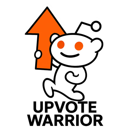 Reddit Upvote Warrior Vinyl Sticker, 5 Inch Glossy Decal, Multicolor Cartoon Design for Laptops, Water Bottles, Car Windows, Gaming Consoles