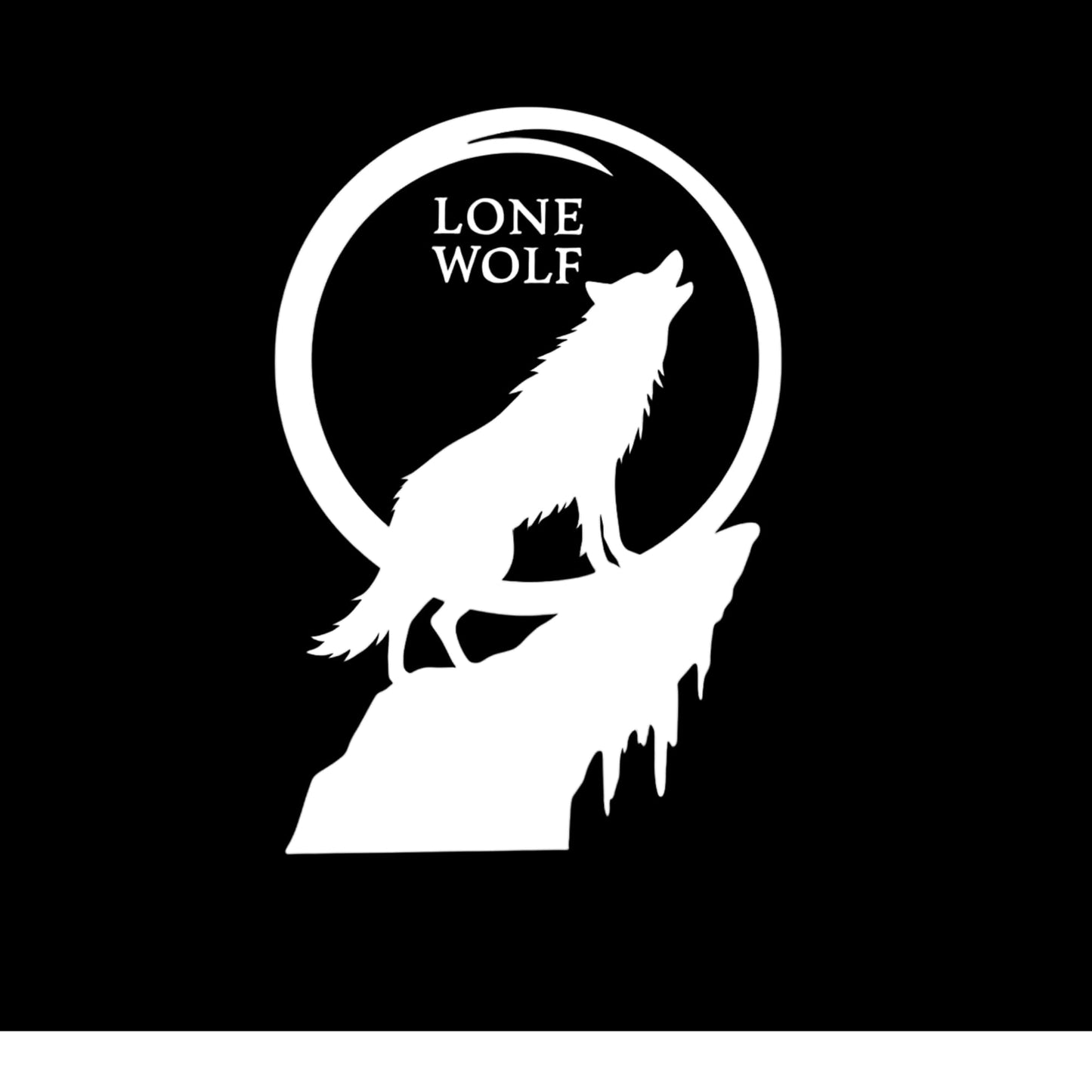 Lone Wolf Howling Vinyl Decal, Black and White, 8 x 5.5 inches, Car Window Or Bumper Decal Sticker