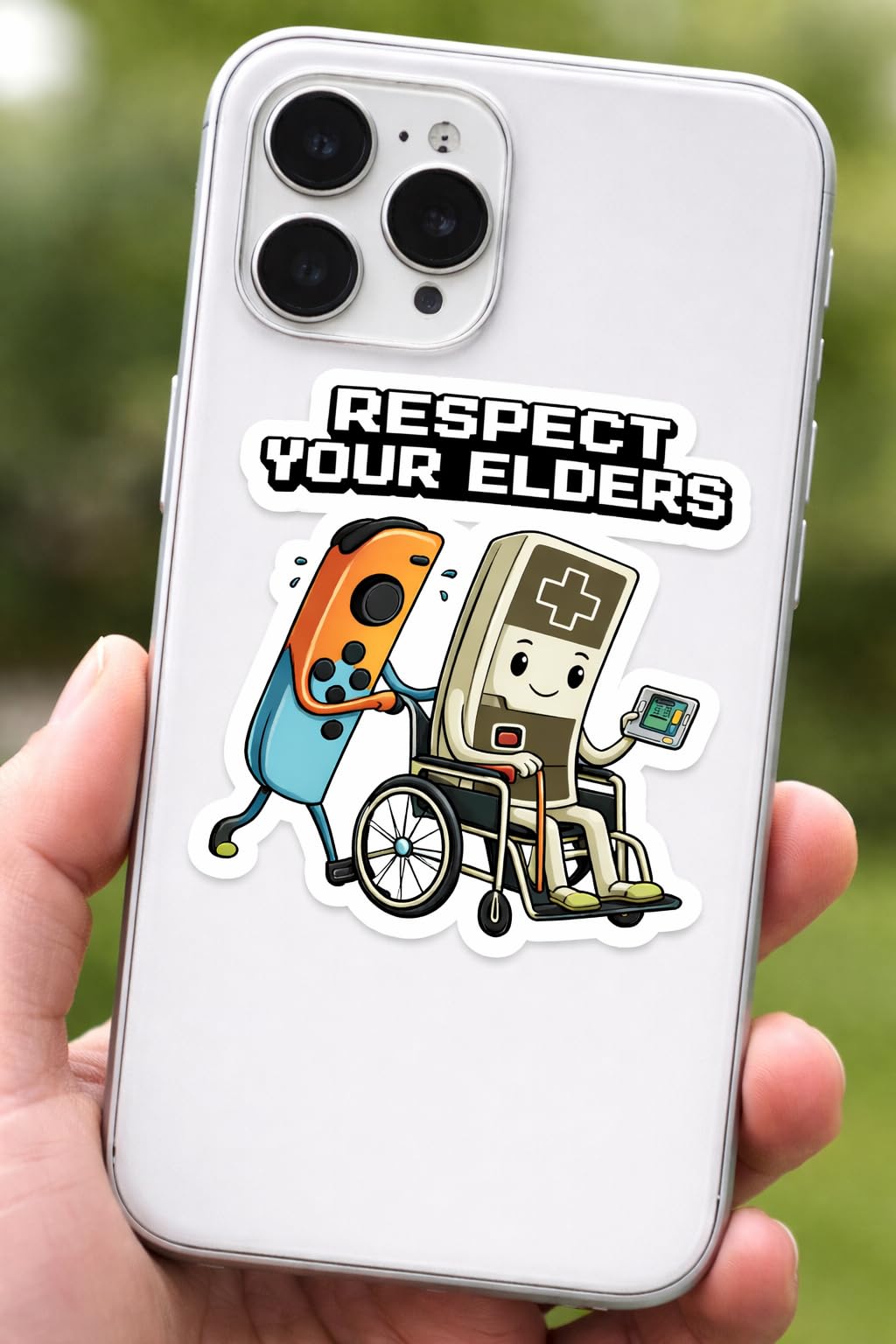 Respect Your Elders Gaming Sticker Pack, 3 Inch Retro Gaming Humor Vinyl Decals, 3 Pack