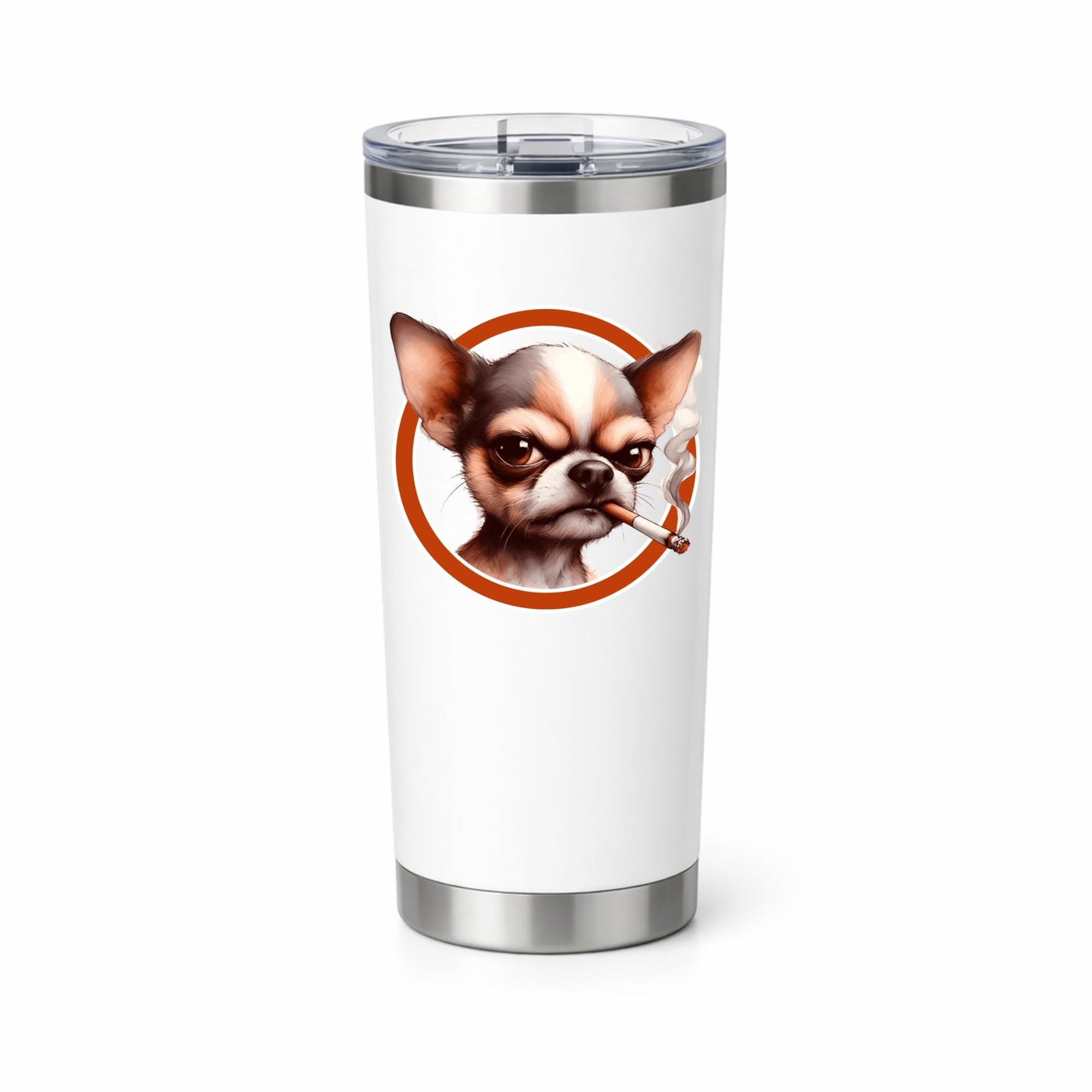 Funny Smoking Chihuahua Vinyl Decal, 6 Inch, Angry Dog Bumper Sticker for Cars, Trucks, Laptops, Windows