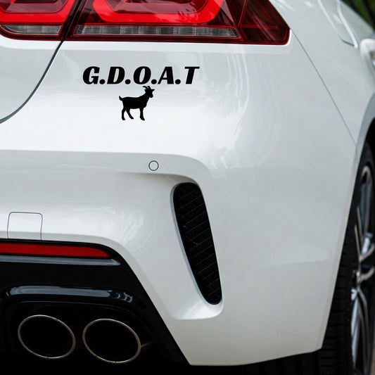 G.D.O.A.T. Funny Goat Car Decal, Greatest Decal of All Time Design, Matte Black