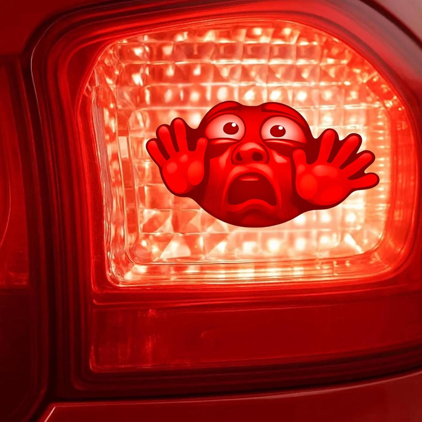 Funny Tail Light Prank Stickers, Red Face Decal for Cars Trucks SUVs, 3 Inch, 4 Pack, Vinyl, Cartoon Style