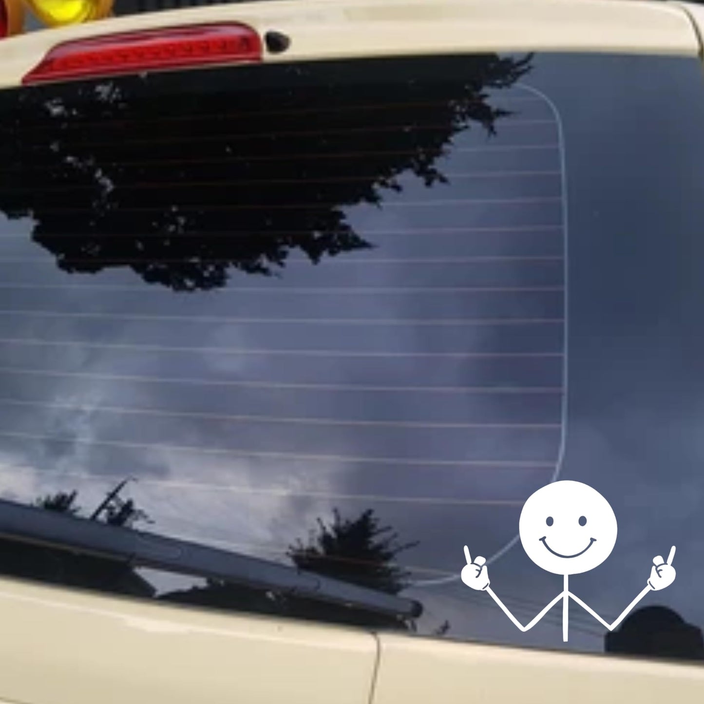 Funny Middle Finger Stick Figure Decal, White Vinyl Car Window Sticker