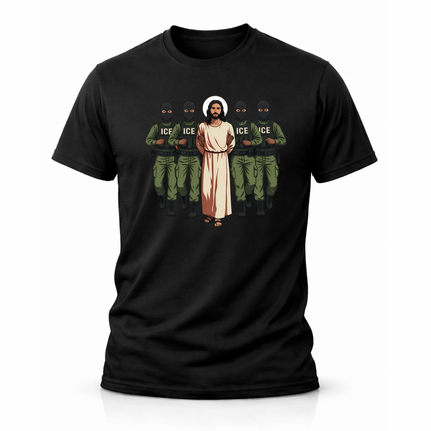 Anti ICE Shirt Jesus Protest Graphic Tee Black Streetwear Anti ICE Shirt Political Streetwear Graphic T Shirt