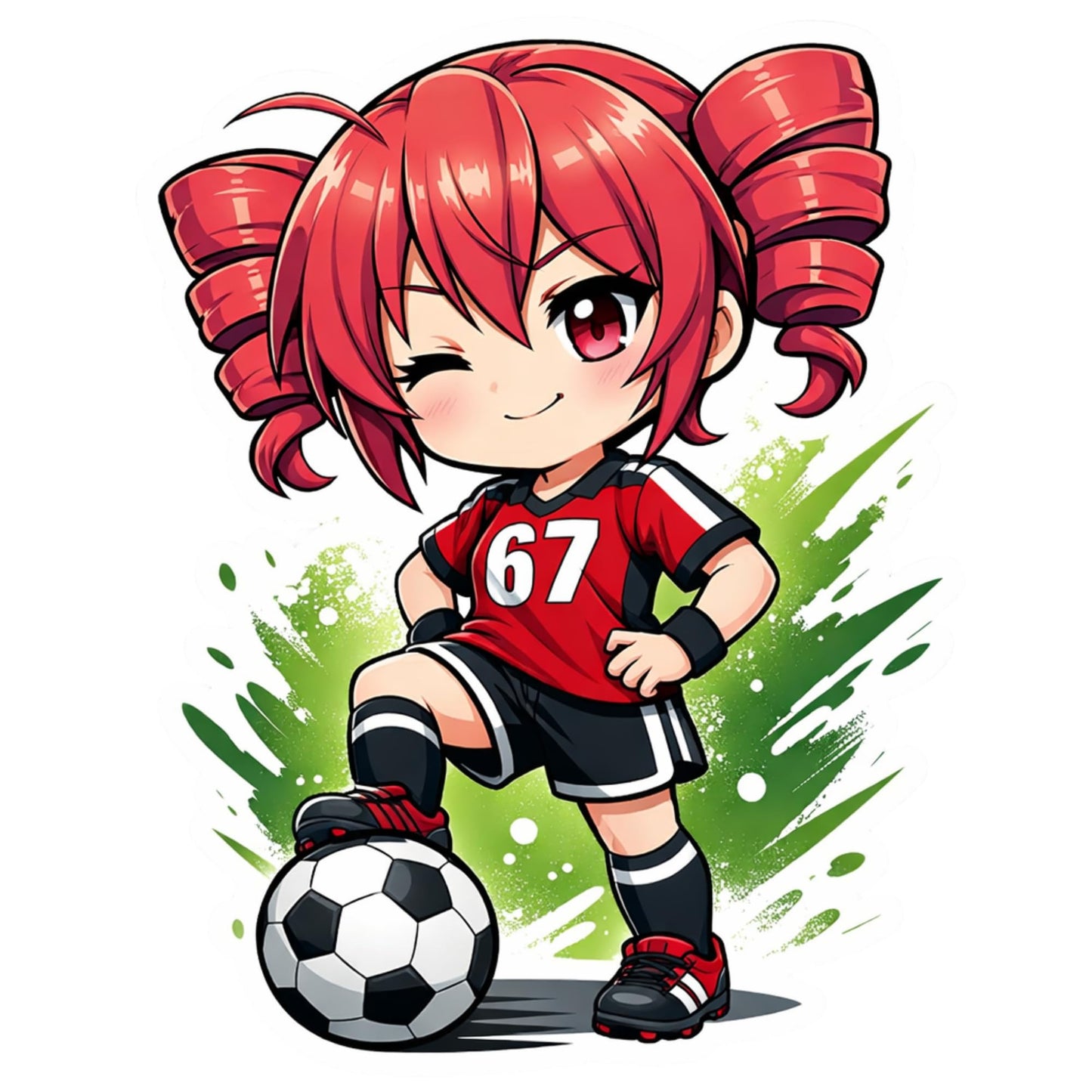 Kasane Teto Soccer Sticker 3 Inch 3 Pack Cute Anime Chibi Soccer Girl Decals
