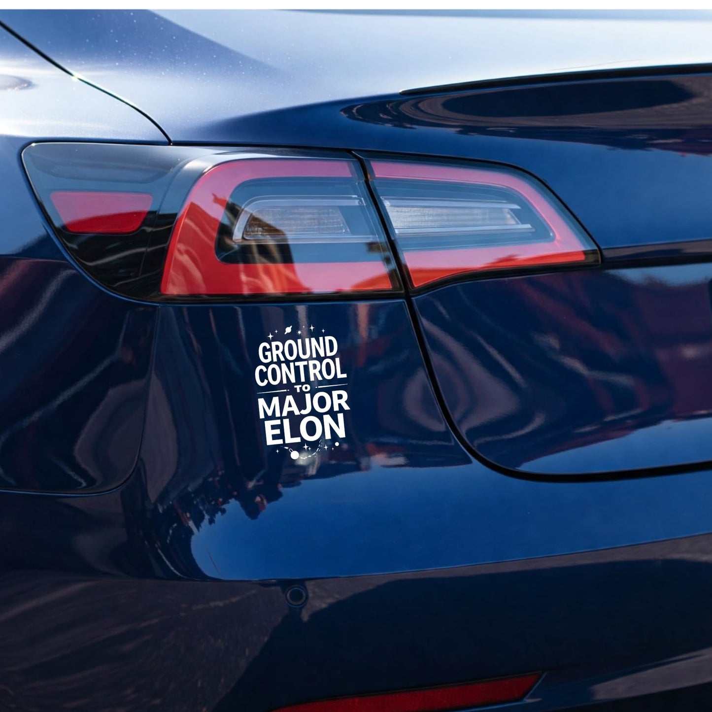 Anti Elon Decal for Tesla Drivers - Ground Control to Major Elon - White Vinyl Sticker for Car Windows, Bumpers, Laptops, and Toolboxes - Weatherproof & UV Resistant