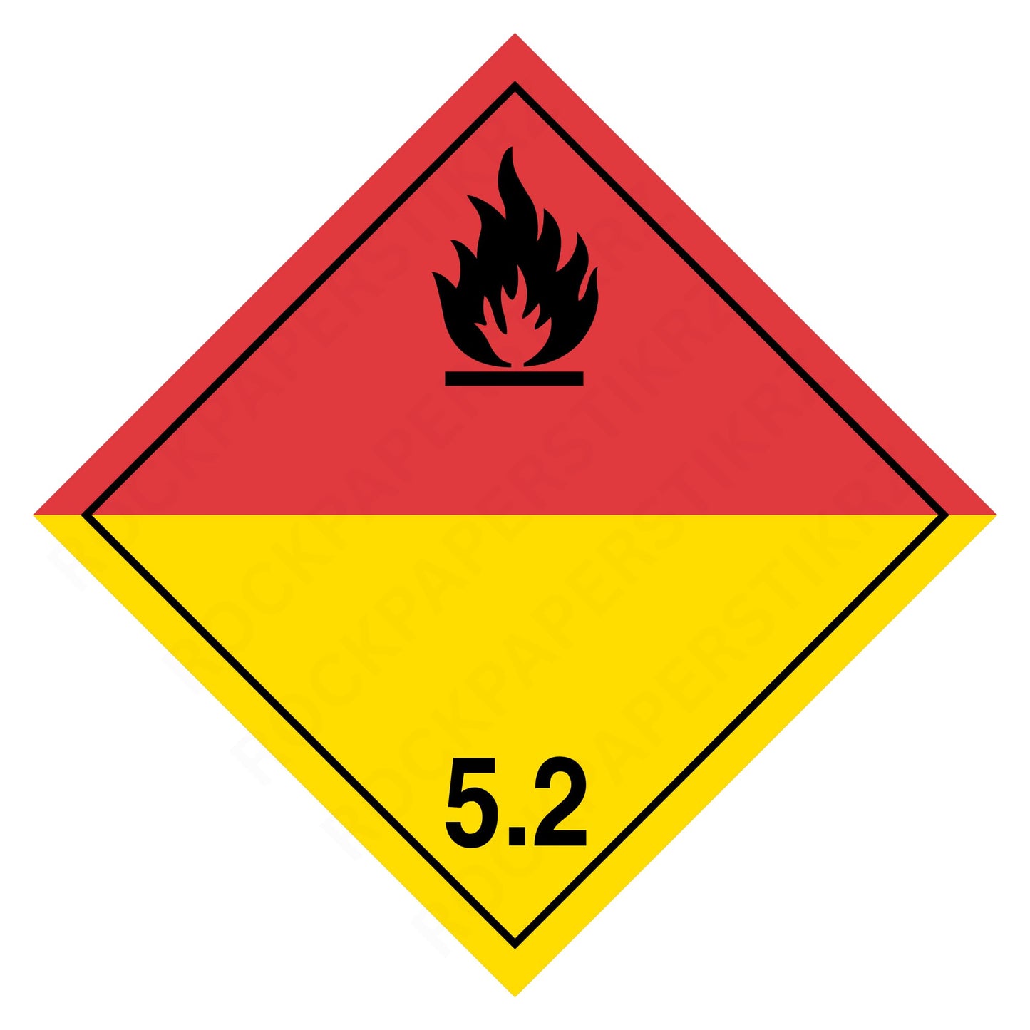 Organic Peroxide Class 5.2 Placard – 10.75” Hazard Warning Label – Red & Yellow Split Diamond Safety Sticker for Transport & Warehouse Use – Industrial Grade Cast Vinyl with UV Overlaminate