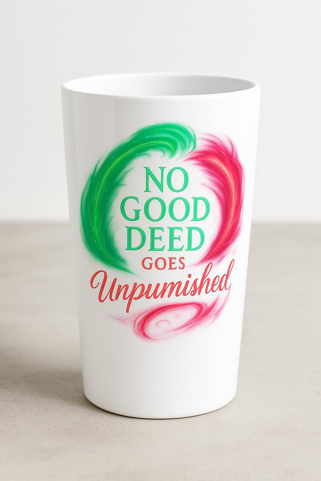 No Good Deed Goes Unpunished Vinyl Sticker, 5 inch, Pink and Green Magical Swirl Design Decal