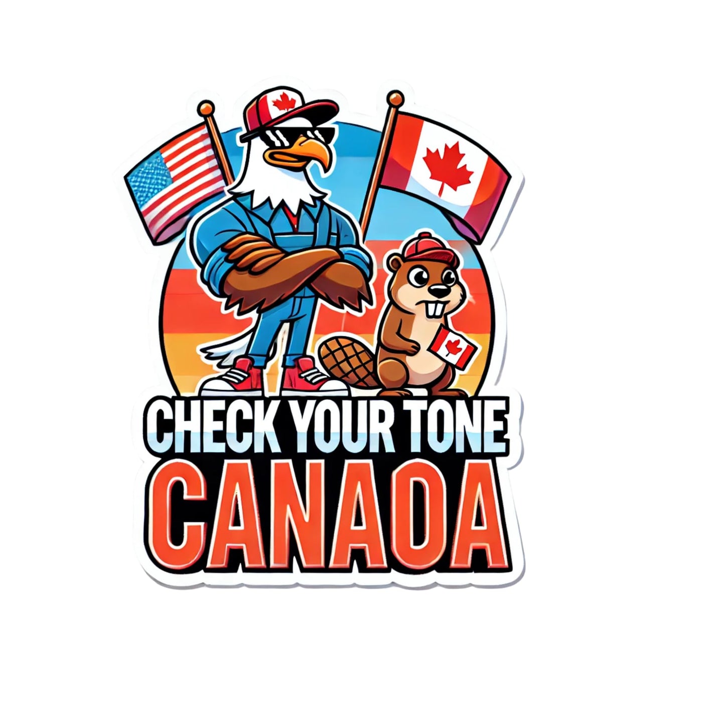 Check Your Tone Canada Vinyl Sticker, Patriotic Eagle and Beaver Design by RockPaperStikrz