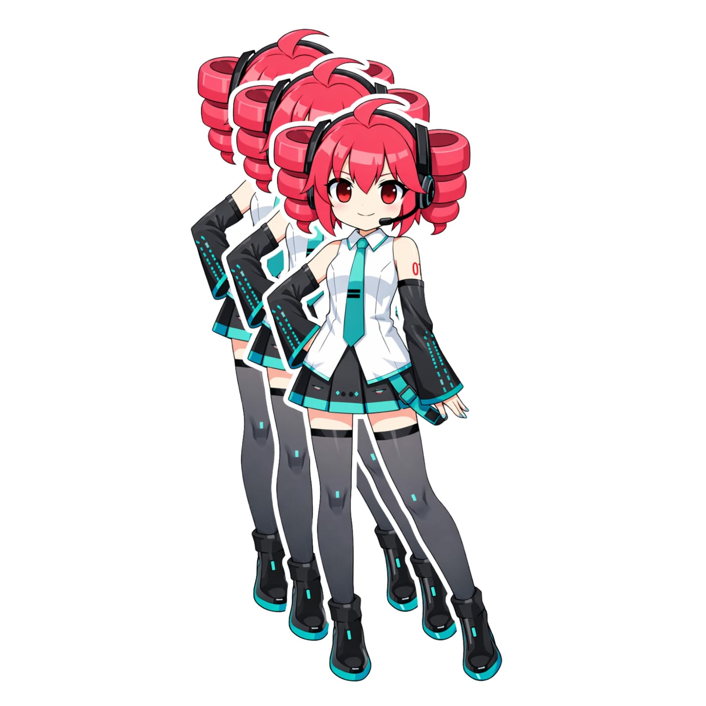 Kasane Teto Sticker Set – 3 Inch 3 Pack Anime Style Vinyl Decals – Laundry Day Edition