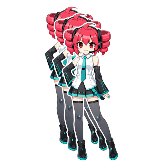 Kasane Teto Sticker Set – 3 Inch 3 Pack Anime Style Vinyl Decals – Laundry Day Edition