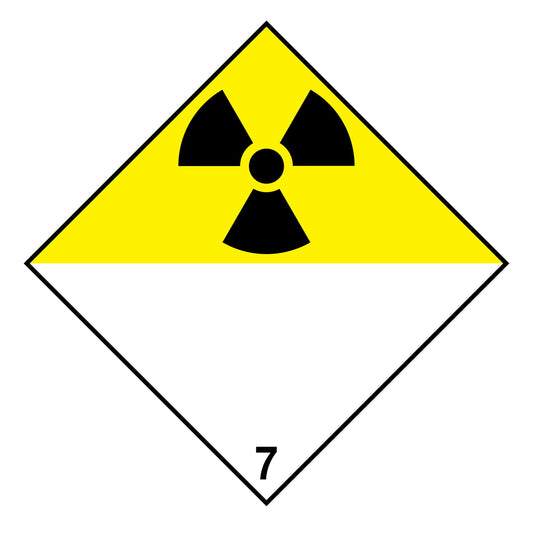 Radioactive Class 7 Placard – 10.75” Hazard Warning Label – Yellow & White Split Diamond Safety Sticker for Transport & Warehouse Use – Industrial Grade Cast Vinyl with UV Laminate