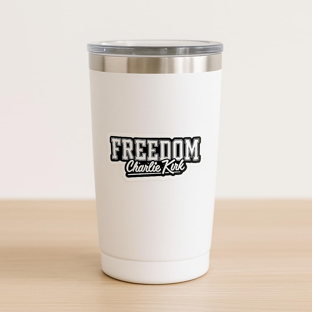 Premium “Freedom – Charlie Kirk” Vinyl Sticker | 5-Inch High-Gloss Memorial Decal | Waterproof UV-Resistant Outdoor Quality | Patriotic Car Laptop Decoration