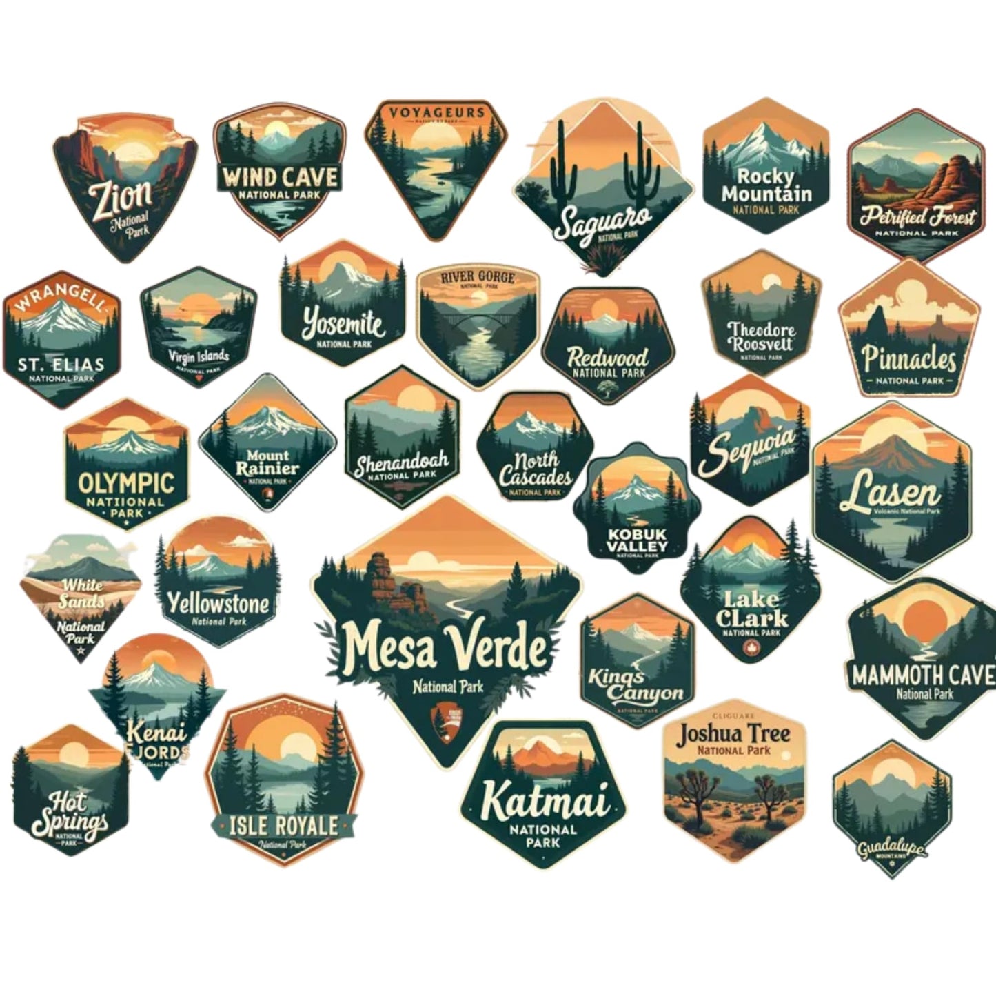 61 National Park Stickers Set 2 Inch Vinyl Travel Journal Map Tracker Scrapbooking Stickers for National Park Lovers Hiking Adventure Planner Gift