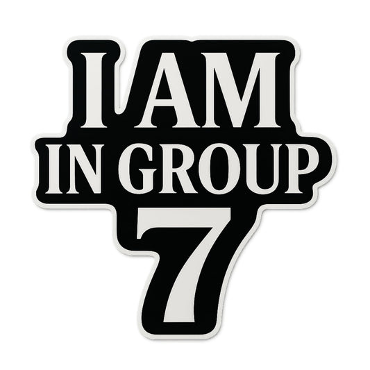 Group 7 – 5-Inch Premium Vinyl Sticker | Black Gloss Die-Cut Decal | Waterproof & UV-Protected | Bold Modern Typography Design