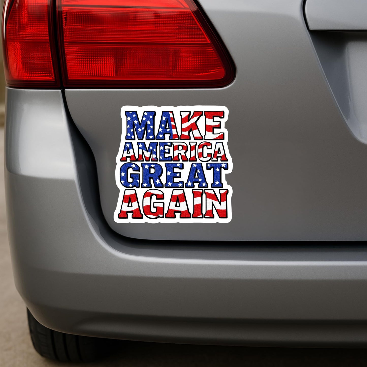 Patriotic American Flag Vinyl Sticker, MAGA Design, Stars and Stripes Letters. for Laptops, Tumblers, Bumper Sticker