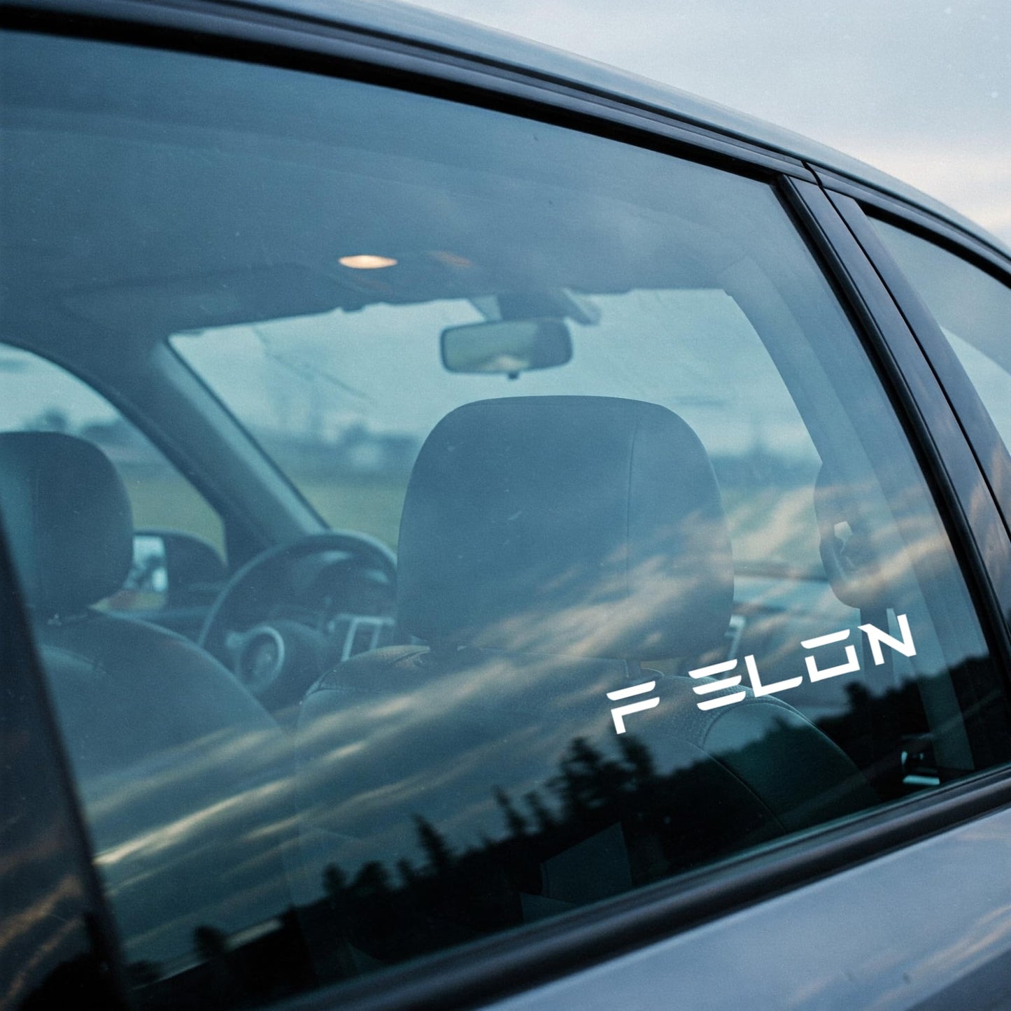 Funny Anti Elon Vinyl Decal | F Elon White Car Decal Sticker| Decal for Tesla Drivers Weatherproof Bumper Sticker