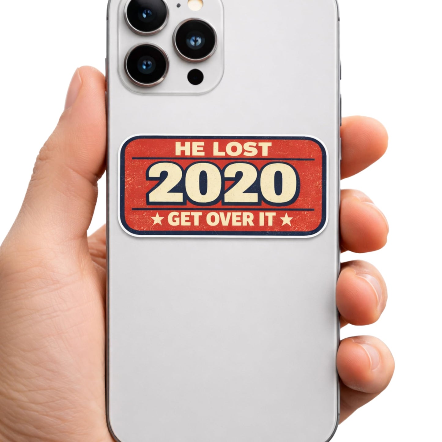 He Lost 2020 Get Over It Funny Political Bumper Sticker, Anti Trump Vinyl Decal for Car Laptop Phone Tumbler, 3 5 8 Inch Sizes