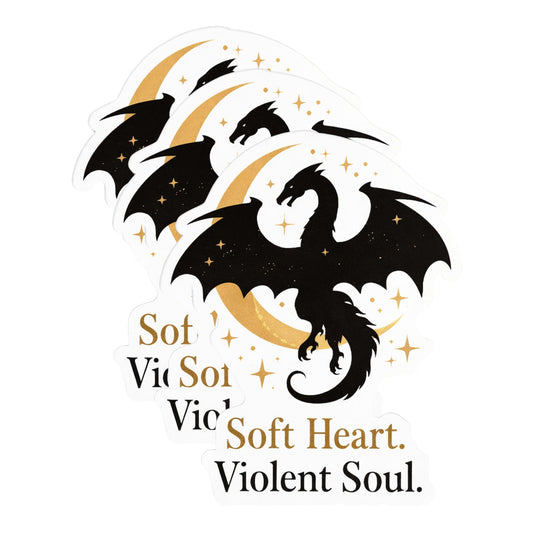 Gothic Fantasy Dragon Vinyl Stickers, 3 Inch, 3 Pack, Black and Gold Design, Waterproof Decals for Laptops, Phones, Water Bottles, Glossy Finish