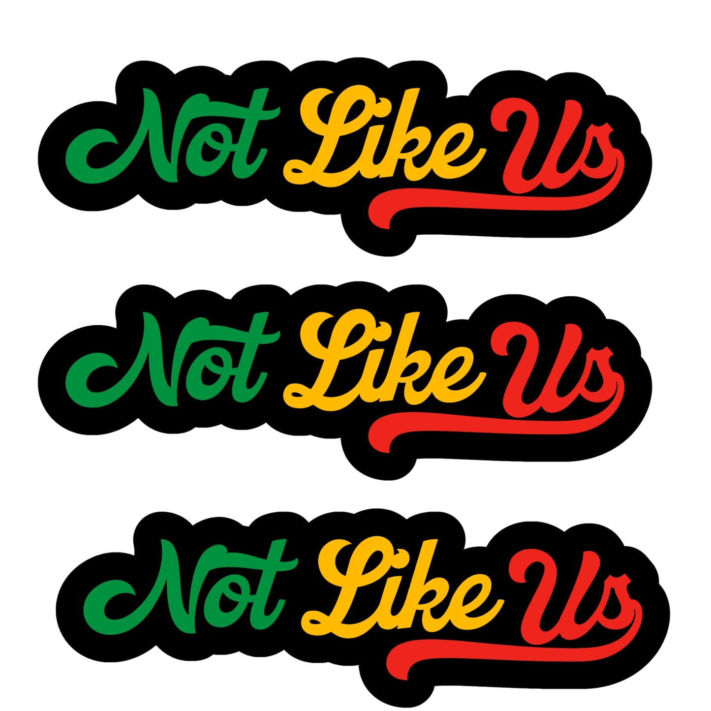 Not Like Us Many Customizable Colors! Dodgers Inspired Sticker – LA Flag Colors – 3-Pack Vinyl Die-Cut – 4" x 1.5"