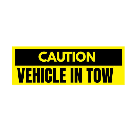 Caution Vehicle in Tow Magnetic Warning Sign, 3 x 10 Inch, Commercial Grade Safety Magnet, Yellow and Black, 85 lb Pull Strength