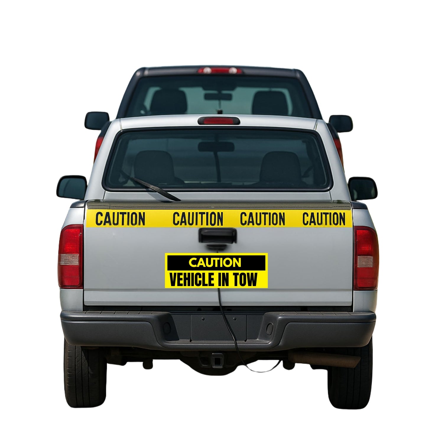 Caution Vehicle in Tow Warning Sign, High Visibility Yellow Vinyl Safety Decal, 6 x 18 Inch
