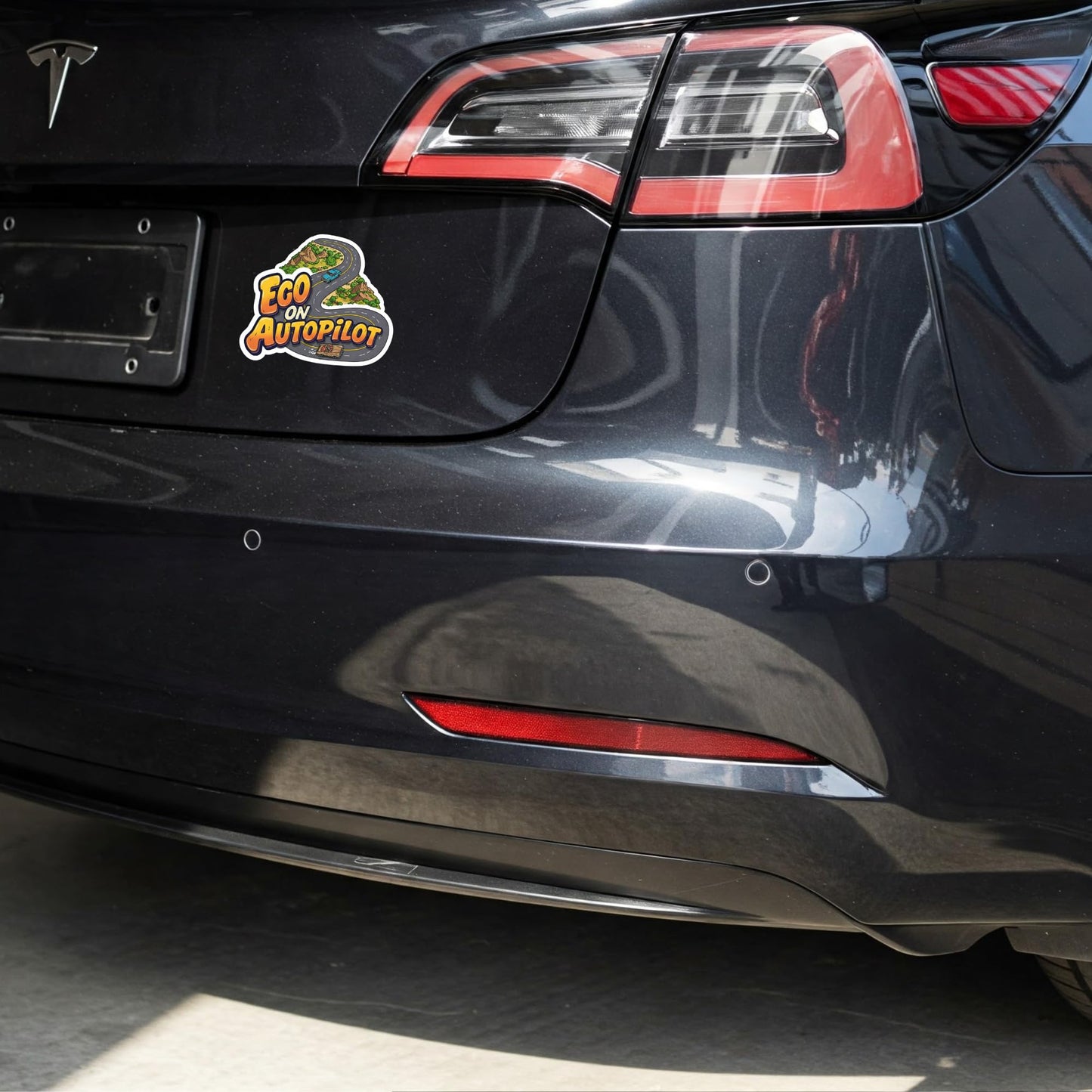 Ego On Autopilot Sticker – Snarky Anti-Tesla Window Decal 5-Inch Tall Vinyl Sticker for Cars, Laptops, Tumblers & More!