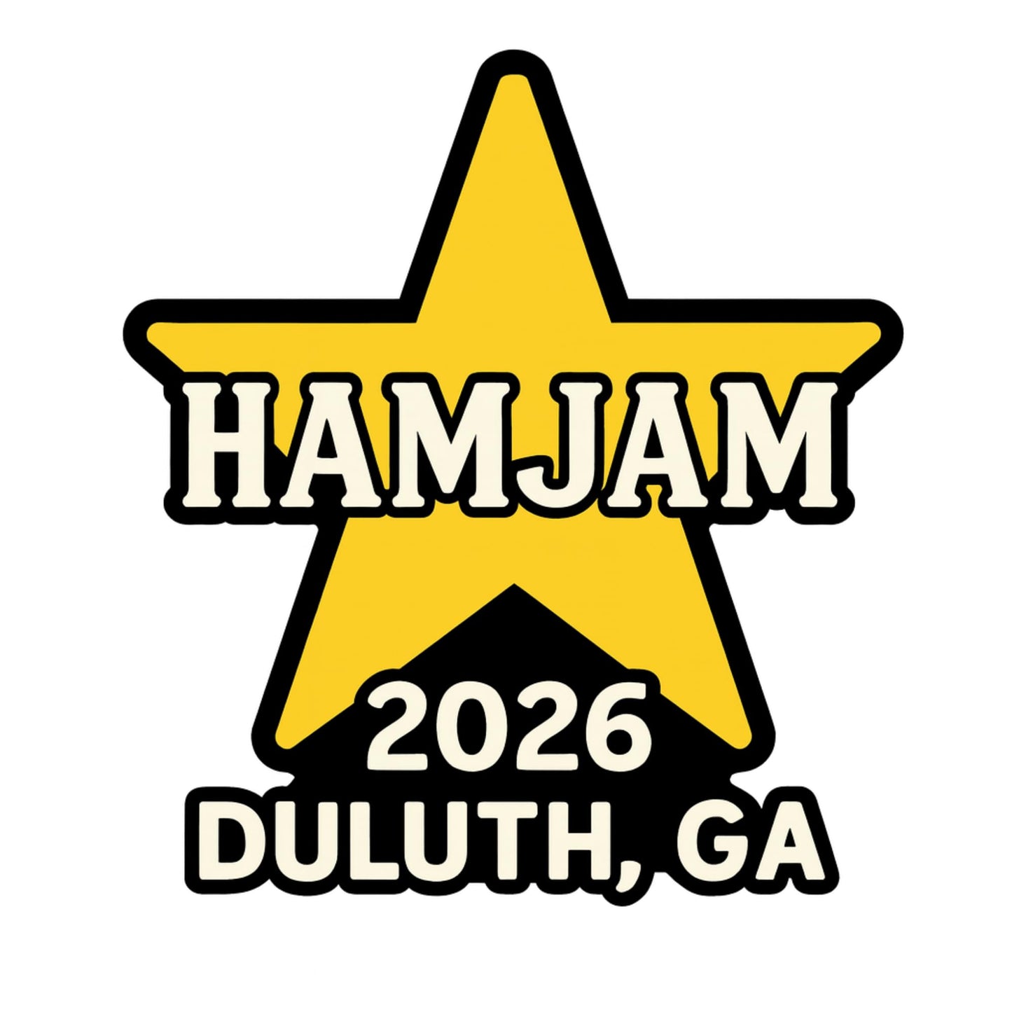 HAMJAM 2026 Duluth GA Event Sticker, 5 Inch Pink Star Logo, Weather-Resistant Vinyl Decal for Laptops, Water Bottles, Car Windows