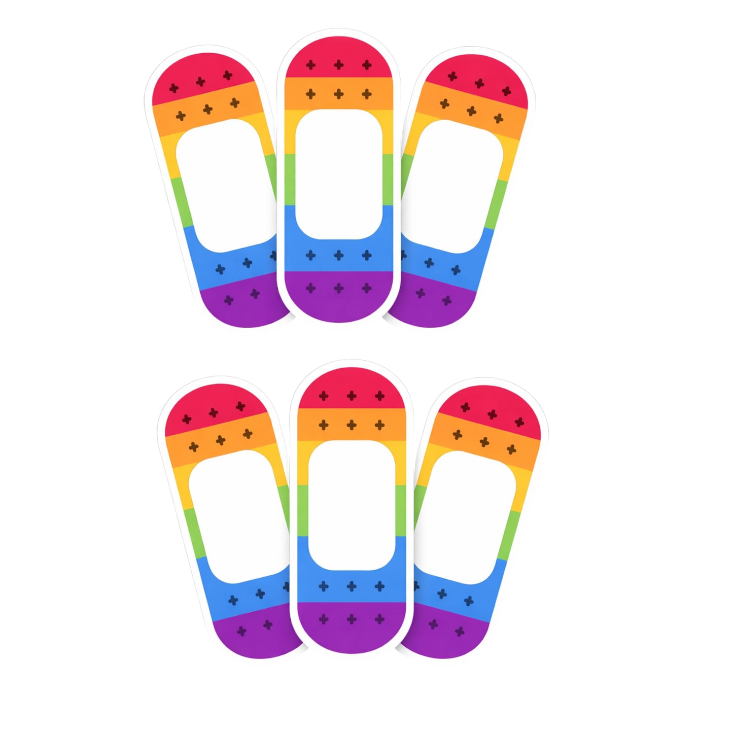 Rainbow Bandage Vinyl Stickers, 3 Inch Aesthetic Sticker Pack, 6 Pack for Phones, Laptops, Water Bottles, Premium Die Cut Decals, Weather Resistant Decorative Sticker Set