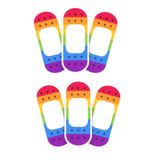 Rainbow Bandage Vinyl Stickers, 3 Inch Aesthetic Sticker Pack, 6 Pack for Phones, Laptops, Water Bottles, Premium Die Cut Decals, Weather Resistant Decorative Sticker Set