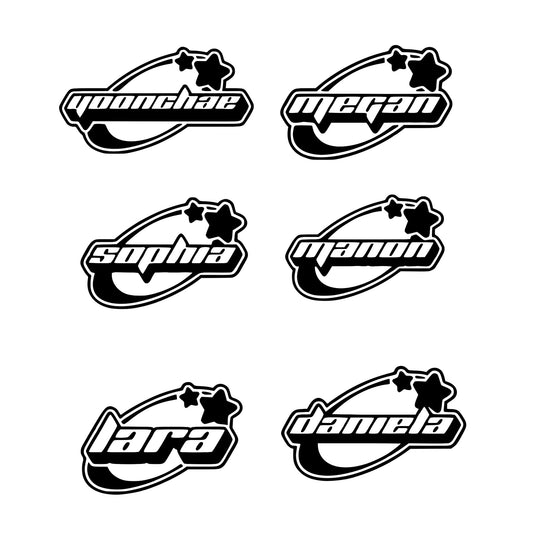 Pop Star Name Logo Stickers Vinyl Decal Set for Laptop Phone and Water Bottle 6 Pack 3 Inch Sticker