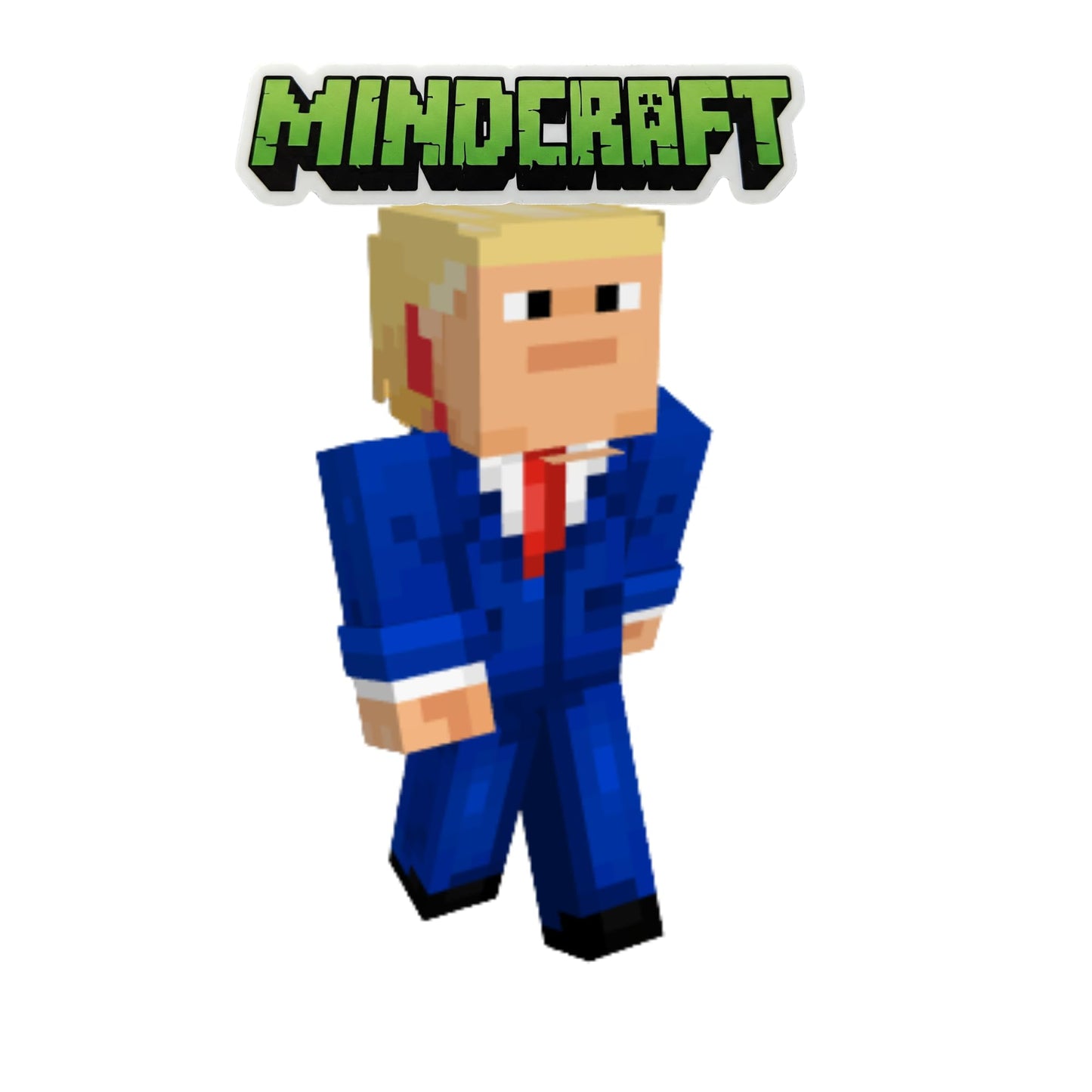 MindCraft Blocky Trump Sticker – Funny Political Parody Decal in Pixel Style – 4 Inches Tall