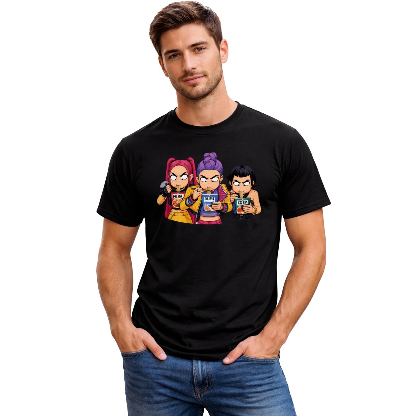 Anime Ramen Girls T Shirt Funny Anime Shirt Japanese Noodle Lover Graphic Tee Men Women Black