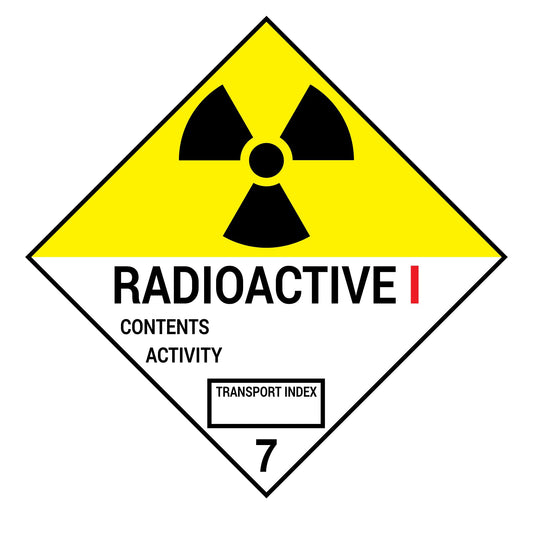 Radioactive I Class 7 Placard – 10.75” Hazard Warning Label – Yellow & White Split Diamond Safety Sticker with Transport Index Panel – Industrial Grade Cast Vinyl with UV Laminate.