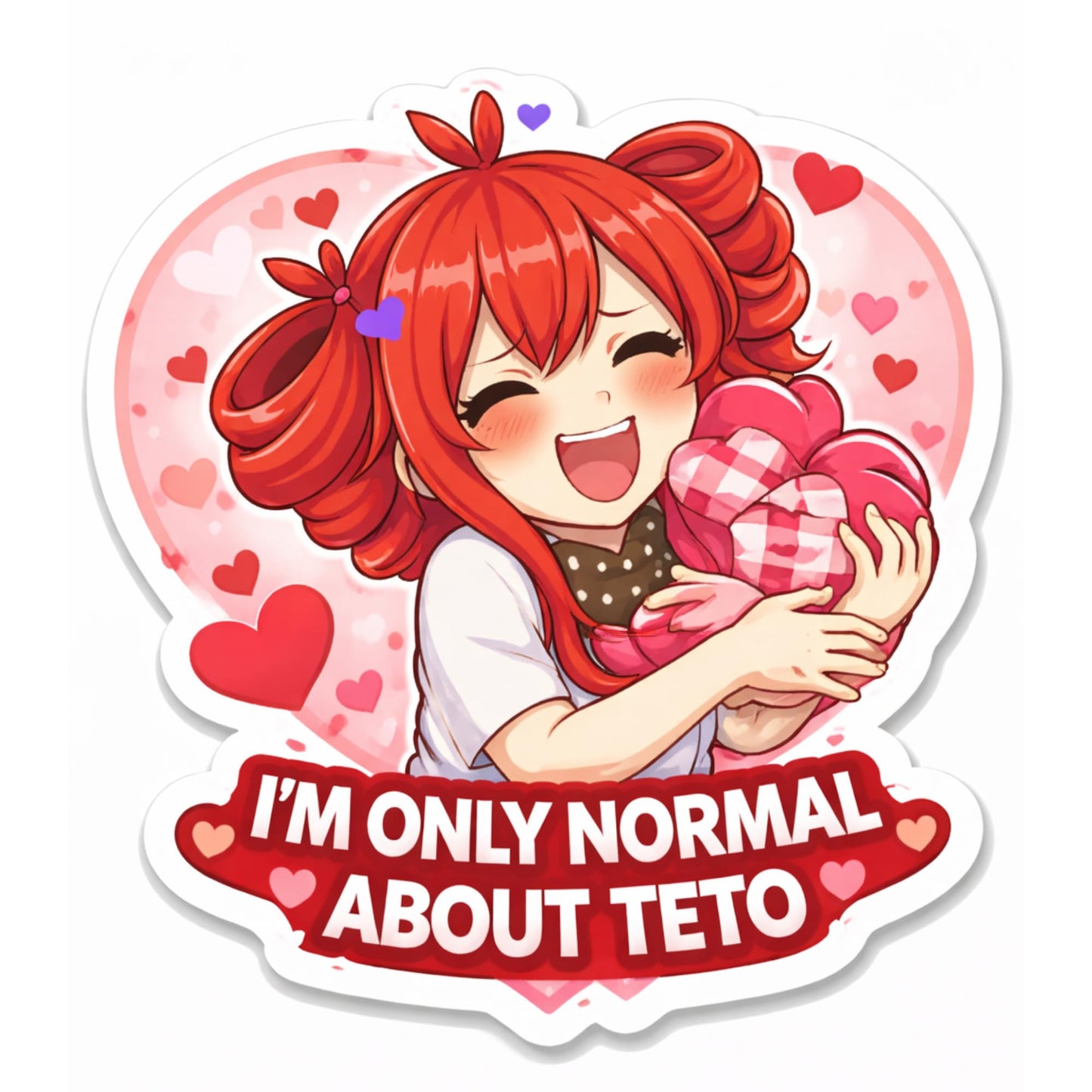 Kasane Teto Valentine Stickers 3 Inch 8 Pack Die Cut Vinyl Anime Meme Sticker Set Cute Chaotic Valentine Decals for Laptop Water Bottle
