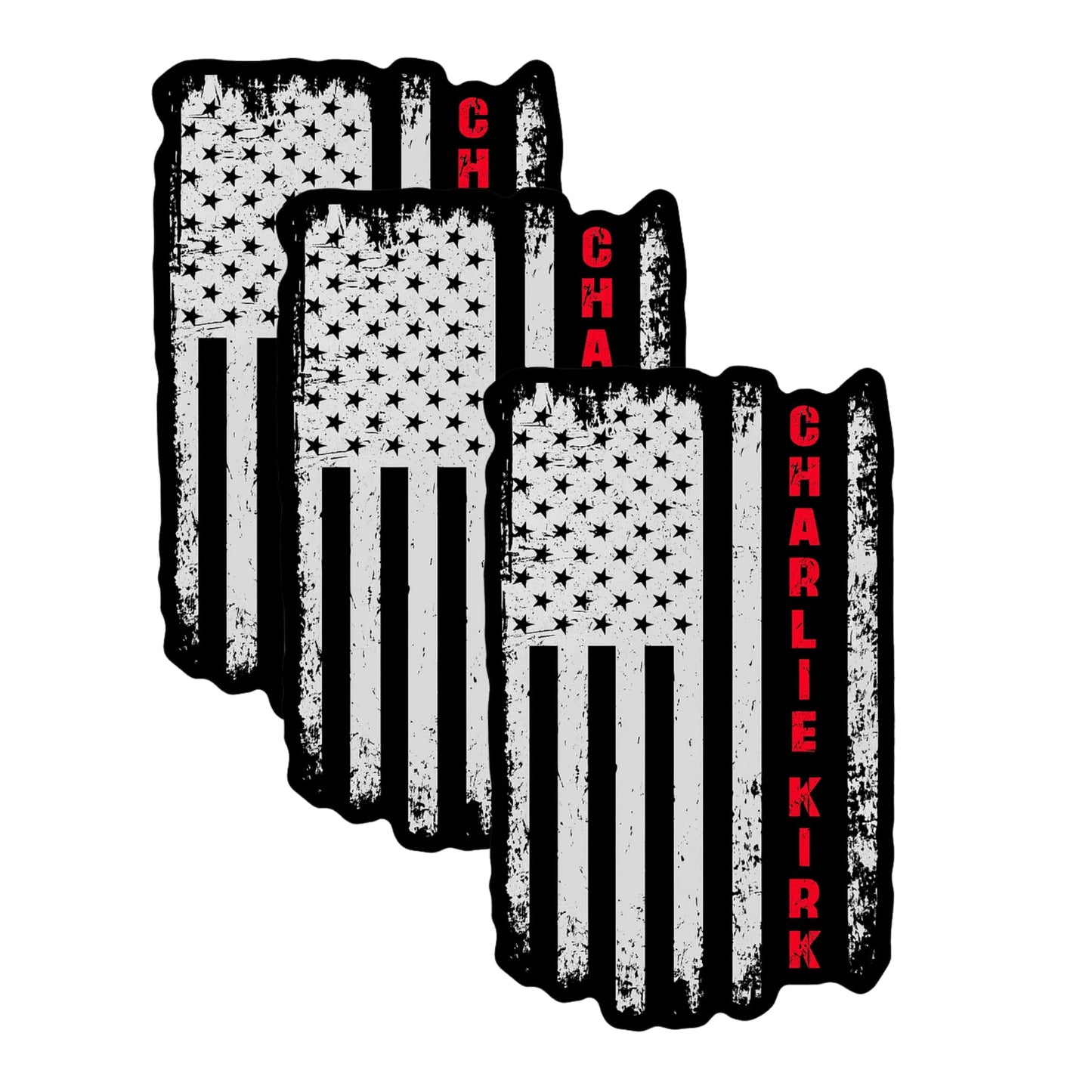 Patriotic Die-Cut Vinyl Sticker, American Flag Design, 3 Inch 3 Pack