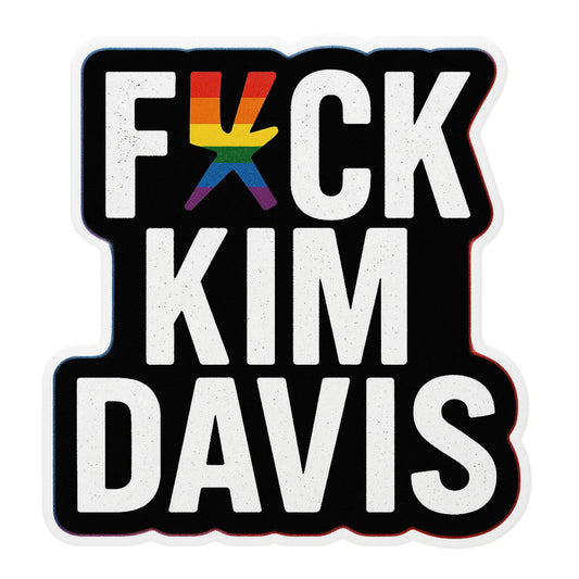 Fuck Kim Davis Decal, LGBTQ Pride Rainbow Protest Vinyl Sticker, 5 Inch Gloss Finish, UV Resistant, for Laptop, Tumbler, Bumper
