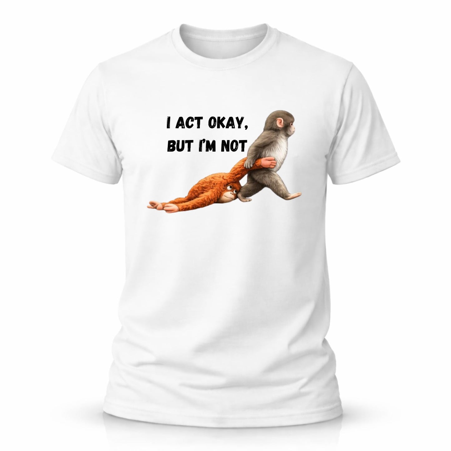 Punch the Monkey I Act Okay But I'm Not Funny Monkey Shirt | Men and Women Graphic Tee Black