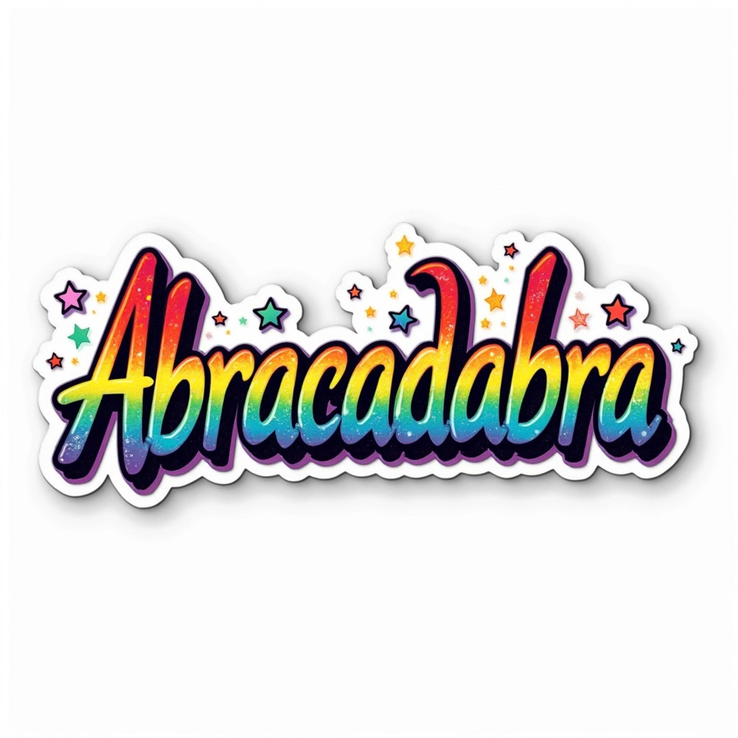 Rainbow Pride Abracadabra Sticker Set, Magical Text Design, 4 x 1.5 inches, 2-Pack