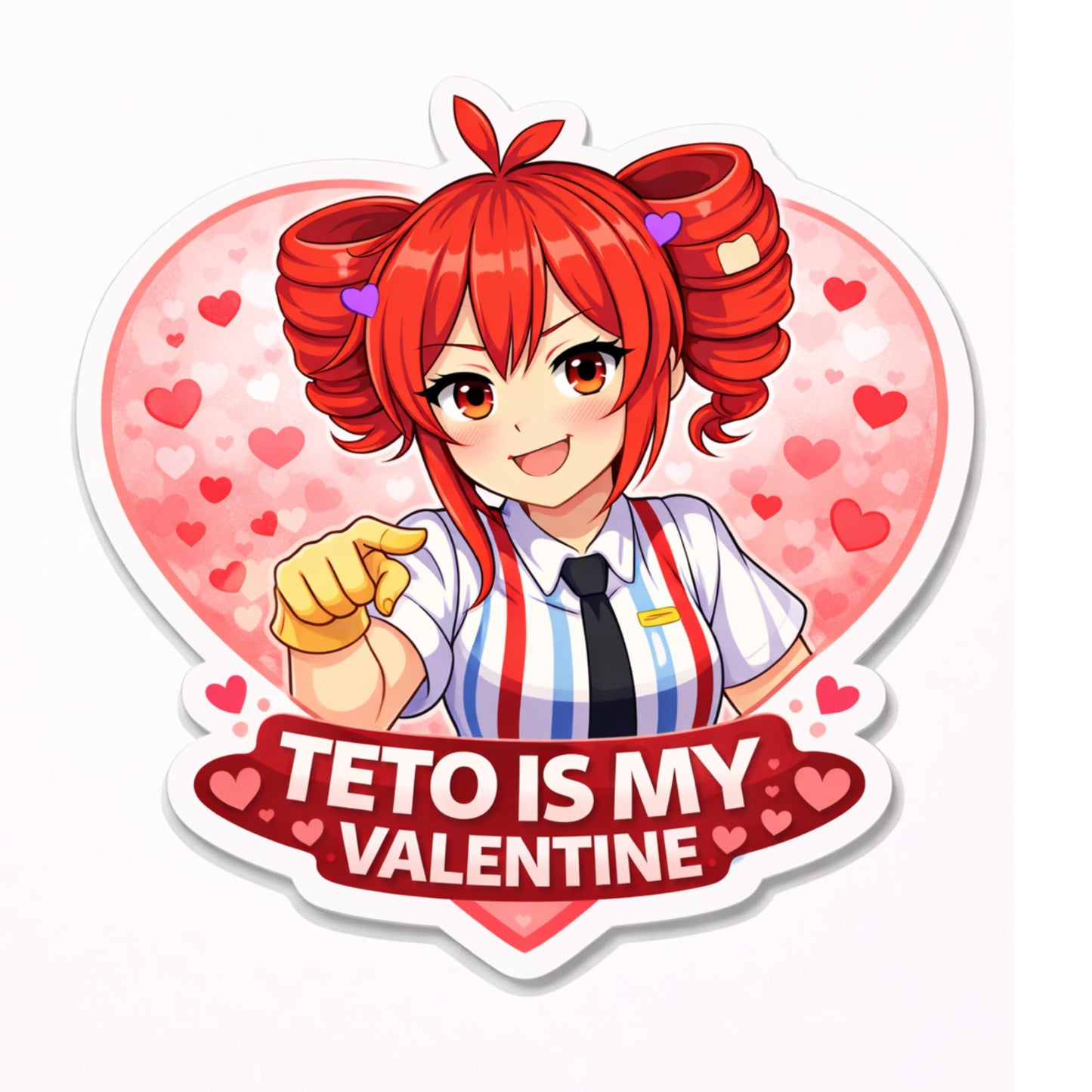 Kasane Teto Valentine Stickers 3 Inch 8 Pack Die Cut Vinyl Anime Meme Sticker Set Cute Chaotic Valentine Decals for Laptop Water Bottle
